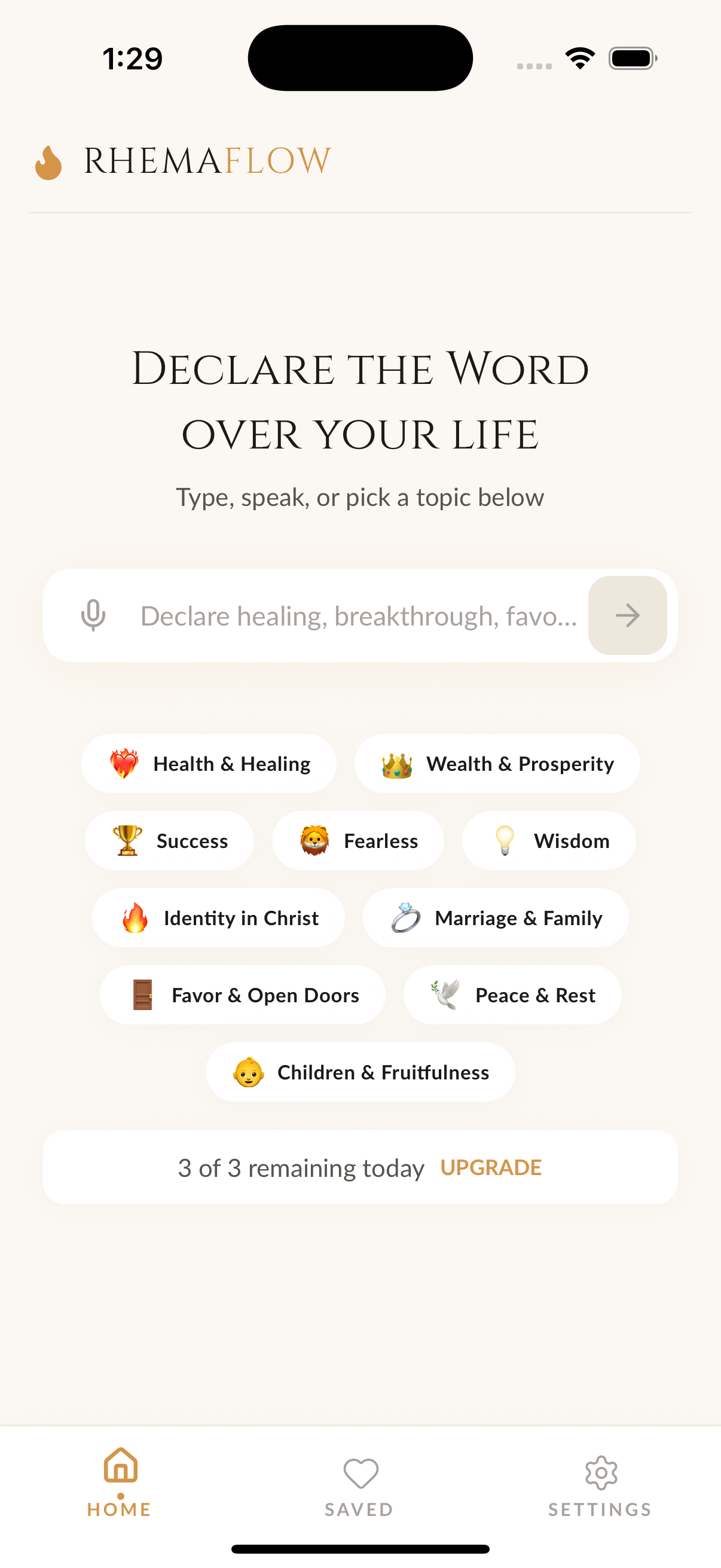 RhemaFlow Home Screen